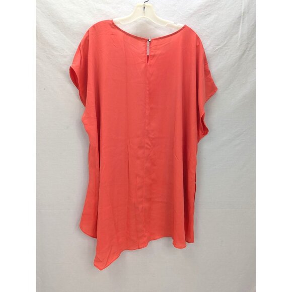 Cato Woman Orange Sleeveless Polyester Blouse Asymmetrical Hem Line Size 22/24W - Picture 5 of 11